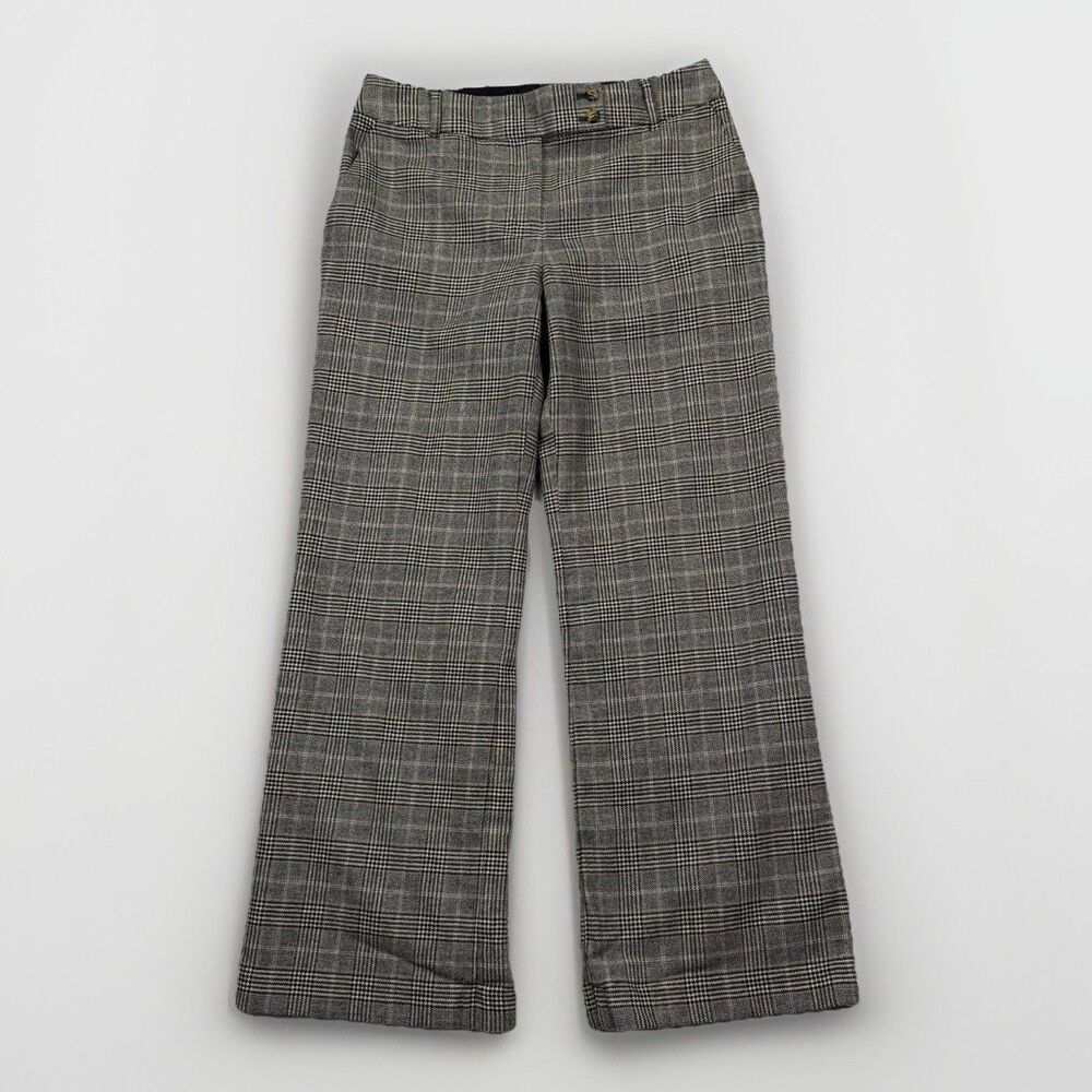 Talbots Heritage Plaid Pants Womens Lined Wool Blend Wide Leg Trouser Sz 6 (32”)